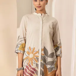 Libas Off White Regular Fit Floral Print Kurta Set image 5