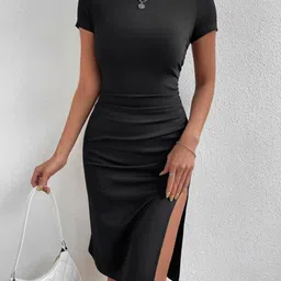 HERE&NOW Women Round Neck Bodycon Dress-picture-14