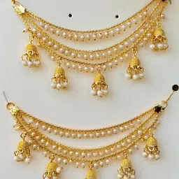 Tejaswita Women Gold Plated Long Chain Jhumkas Earrings-picture-31