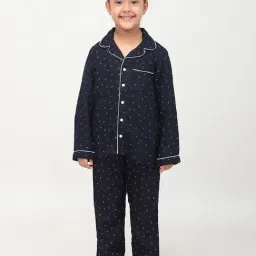 Biglilpeople Unisex Navy Printed Full Sleeves Shirt with Pyjamas-picture-30