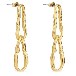 Accessorize London Z Real Gold Molten Chain Drop Earrings image 5