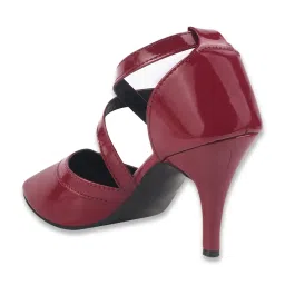 Shoetopia Women's Red Ankle Strap Stilettos image 5