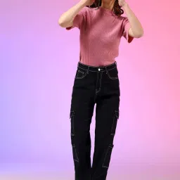 Kotty Black High Rise Wide Leg Jeans image 5