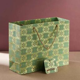 Fabindia Home Teal Paper Printed Sarkhaab Medium Gift Bag-picture-21