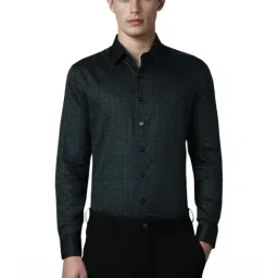 Louis Philippe Green Cotton Slim Fit Printed Shirt-picture-20