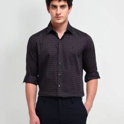 Arrow New York Black Cotton Slim Fit Printed Shirt-picture-3