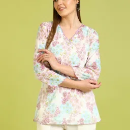 W White Pure Cotton Regular Fit Printed Kurtis image 5