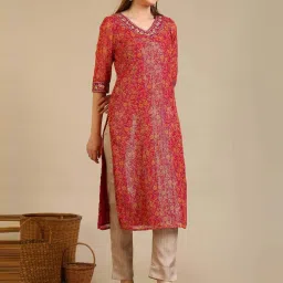 Aurelia Purple Regular Fit Floral Print Kurtas image 5