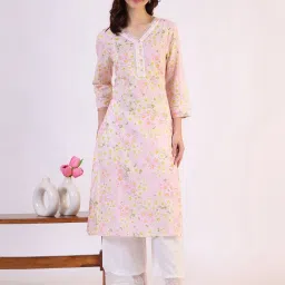 W Pink Floral Kurta image 5