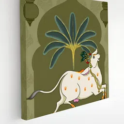 Livin'luxe Green & White Cow Printed Canvas Wall Art-picture-22