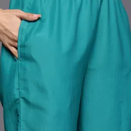 Libas Women Turquoise Blue Ethnic Motifs Kurta with Trousers & With Dupatta image 4