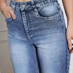 Miss Chase Light Blue Denim Solid Jeans image 5
