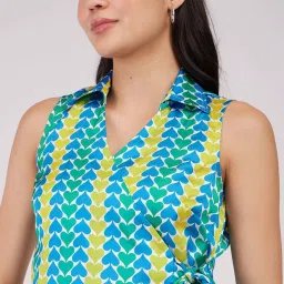 Fablestreet Blue & Yellow Printed Wrap Top image 5