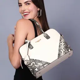 Carlton London Cream & Brown Animal Effect Medium Handbag-image-22