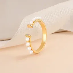 Touch925 Rose Gold Pearls & CZ Stones Band Ring for Women-picture-37