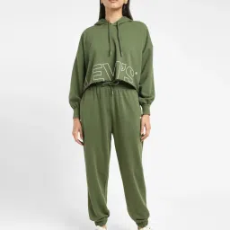 levi's Women's Brand Logo Green Hooded Sweatshirt-picture-11