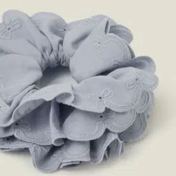 Accessorize London Blue Embroidered Hair Scrunchie image 2