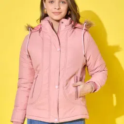 BUYNEWTREND Peach Solid Jacket-image-98