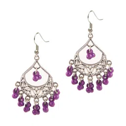 Creative Frogs Set Of 2 Silver-Plated Beaded Crescent Shaped Drop Oxidized Earrings image 2