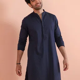 KISAH Men Embellished Beads and Stones Knee Length Regular Straight Kurta-image-6