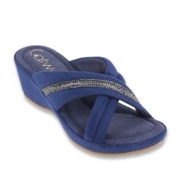 Catwalk Women's Blue Cross Strap Wedges-picture-5