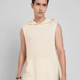 7 Alt By Pantaloons White Cotton Relaxed Fit Texture Hooded T-Shirt-image-82
