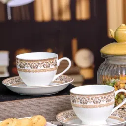 Sonaki White Bone china Tea & Coffee Cup Saucer - Set of 12-image-31