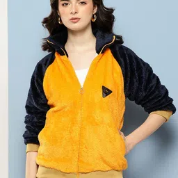 CORSICA Women Yellow Cotton Bomber-image-11