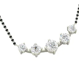 clara 925 Sterling Silver 5 Stone Mangalsutra Earring Chain Jewellery Set | Platinum Plated, Swiss Zirconia | Gift for Wife image 3