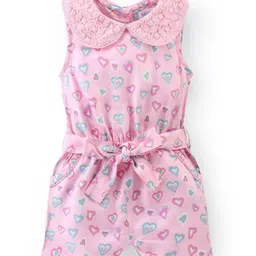 Babyoye Eco Conscious Viscose Sleeveless Hearts Printed Jumpsuit - Purple-picture-16