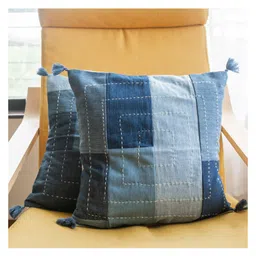 Dwij Products Upcycled Denim Set of 2 Cushion Covers (Boxed) - 450 g-picture-10