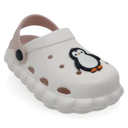 Lil Lollipop Penguin Applique Detailed With Back Strap Anti Slip Perforated Clogs - Cream-picture-15