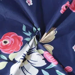 Myntra Elegant Homes Navy Blue & Pink Printed 300 TC Fitted King Bedsheet Set 2.5 x 2.2 m image 2