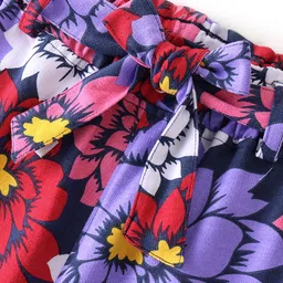 Pine Kids Terry Knit Full Length Lounge Pants with Floral Print- Acai image 3