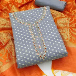 KIMISHA Geometric Woven Design Bead And Stones Unstitched Dress Material-picture-33