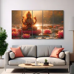 The Castle Decor Pink & Brown 5 Piece Wood Other Wall Paintings-image-71