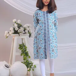 BAESD Girls Ethnic Motifs Printed Floral Kurta image 1