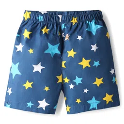 Babyhug Cotton Woven Above Knee Length Boxers with Checked Animal & Star Print Pack of 3 - Red & Blue image 4