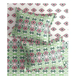 Portico White & Green Ethnic Motifs 144 TC Bedsheet with 2 Pillow Covers image 5