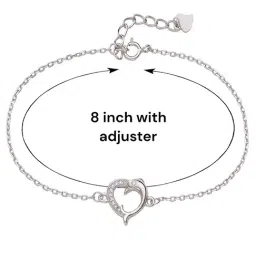 Taraash 925 Sterling Silver Heart Bracelet with Dolphin Design and Cubic Zirconia for Women image 3