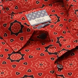 Taavi Men Ajrakh Block Print Ethnic Motifs Pure Cotton Half Sleeve Casual Shirt image 4