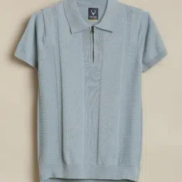 Allen Solly Boys Blue Cotton Regular Fit Textured T-Shirt-image-21