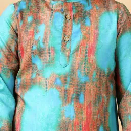A.T.U.N. Boys Blue Printed Full Sleeves Kurta Set image 5