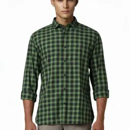 Louis Philippe Green Slim Fit Checks Shirt-picture-23