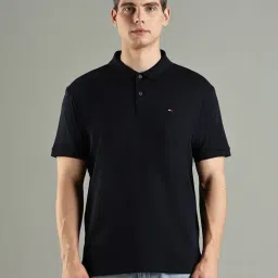 Tommy Hilfiger Navy Cotton Regular Fit Polo T-Shirt-picture-25