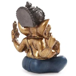 Pure Home and Living Blue & Gold Polyester Antique Finish Ganesha Figurine image 5