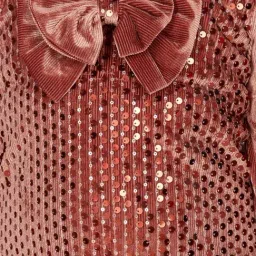 Peppermint Girls Rust Embellished Full Sleeves Dress image 5