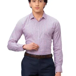 Park Avenue Orange Cotton Slim Fit Checks Shirt-picture-27