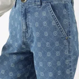 One Friday Kids Blue Printed Regular Fit Shorts image 5