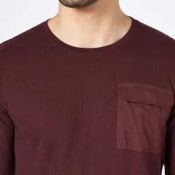 Sf Jeans By Pantaloons Maroon Slim Fit Texture T-Shirt image 5